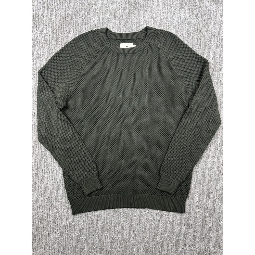 The Normal Brand Men's Long Sleeve Chunky Waffle Knit Sweater Green Size XL